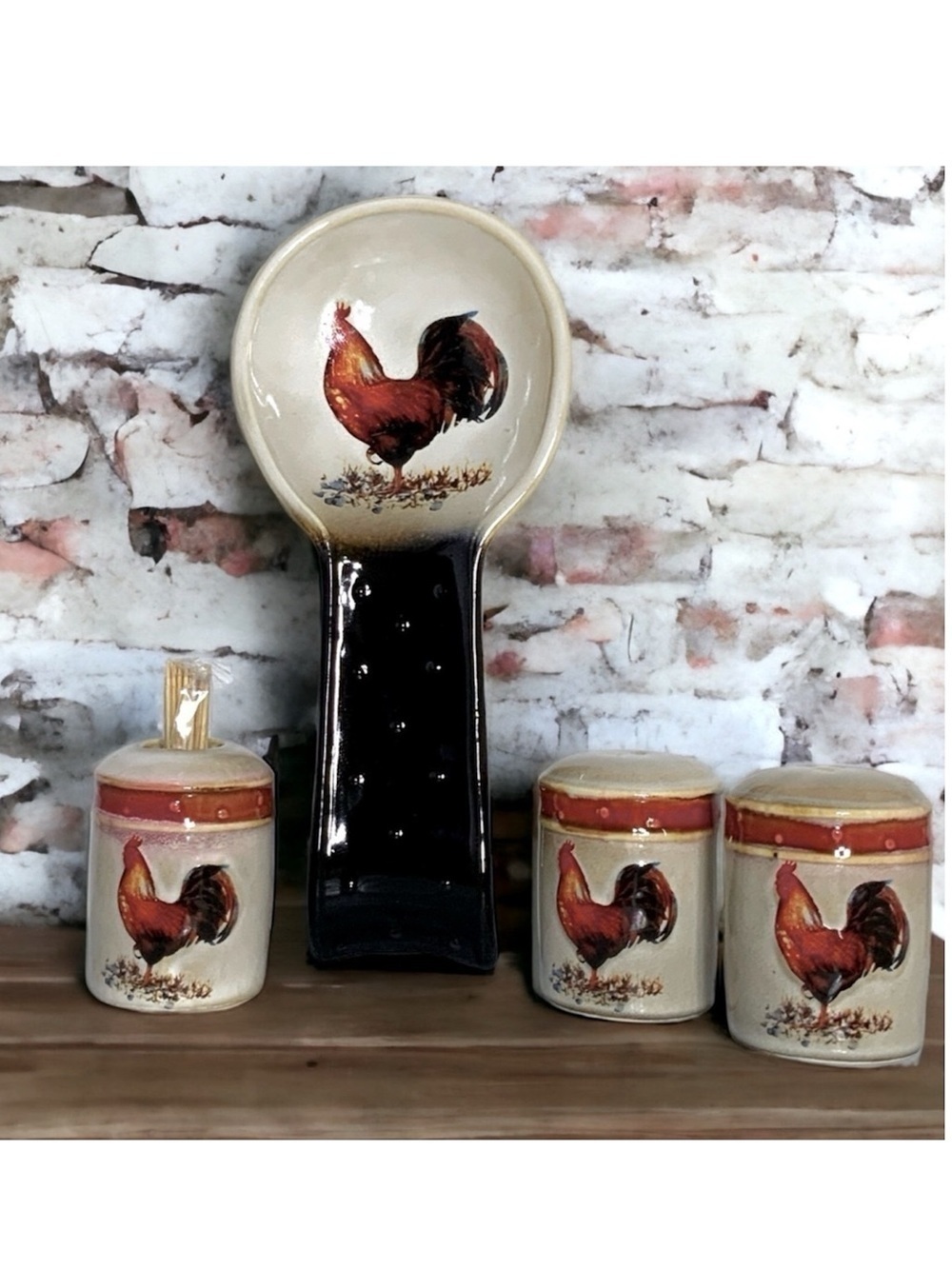 Rooster Kitchen Ceramic Artisan Accessories Functional Art Rustic Farmhouse Set